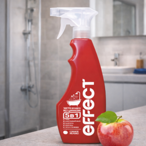 "EFFECT" Спрей  для очистки акриловых ванн, душевых кабин, джакузи "Сочное яблоко" 5в1